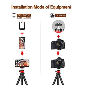 Phone Tripod, Flexible iPhone Tripod and Portable Adjustable Tripod with Wireless Remote, Mini Travel Tabletop Tripod Camera Stand Compatible for iPhone Android DSLR Camera