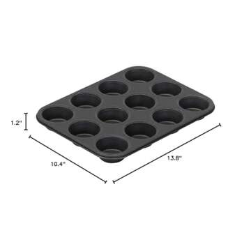 G & S Metal Products Company Non-Stick ProBake Teflon Xtra Nonstick Muffin Baking Pan, 12-Cup, Gray