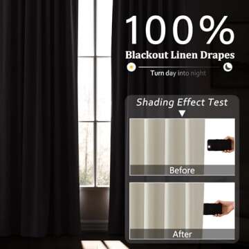 Natural Cream Blackout Curtains for Bedroom Window Back Tab Thermal Insulated Neutral Linen Black Ou...