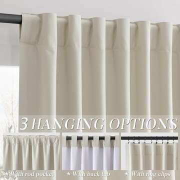 Natural Cream Blackout Curtains for Bedroom Window Back Tab Thermal Insulated Neutral Linen Black Out Curtain Drapes 84 Inch Long Modern Farmhouse Light Blocking Living Room Darkening Curtains 7 FT