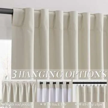 Natural Cream Blackout Curtains for Bedroom Window Back Tab Thermal Insulated Neutral Linen Black Out Curtain Drapes 84 Inch Long Modern Farmhouse Light Blocking Living Room Darkening Curtains 7 FT