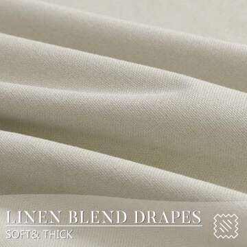 Natural Cream Blackout Curtains for Bedroom Window Back Tab Thermal Insulated Neutral Linen Black Out Curtain Drapes 84 Inch Long Modern Farmhouse Light Blocking Living Room Darkening Curtains 7 FT