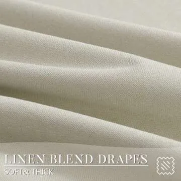 Natural Cream Blackout Curtains for Bedroom Window Back Tab Thermal Insulated Neutral Linen Black Out Curtain Drapes 84 Inch Long Modern Farmhouse Light Blocking Living Room Darkening Curtains 7 FT