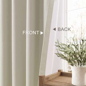 Natural Cream Blackout Curtains for Bedroom Window Back Tab Thermal Insulated Neutral Linen Black Out Curtain Drapes 84 Inch Long Modern Farmhouse Light Blocking Living Room Darkening Curtains 7 FT