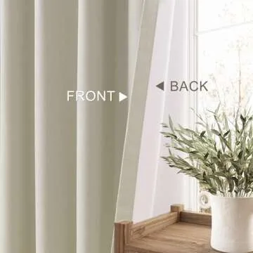 Natural Cream Blackout Curtains for Bedroom Window Back Tab Thermal Insulated Neutral Linen Black Out Curtain Drapes 84 Inch Long Modern Farmhouse Light Blocking Living Room Darkening Curtains 7 FT