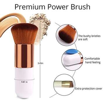 BEAKEY 4+1Pcs Makeup Sponges with Powder Brush, Foundation Blending Sponge for Liquid Cream and Powder, Professional Beauty Sponge Blender & Kabuki Brush (4 Boun Boun Sponges+ 1 Makeup Brush)