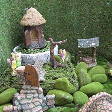 TG,LLC Treasure Gurus Miniature Stone Pillar Wood Gate Fairy Garden Ornament Dollhouse Decor Accesso...