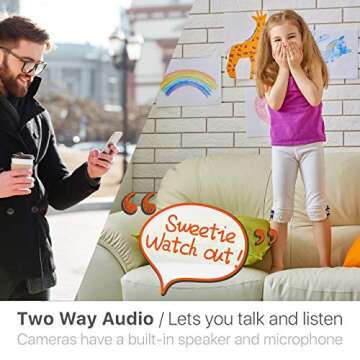 faleemi Wireless WiFi Rechargeable Battery Powered Security Camera, Full HD Weatherproof Surveillance Camera with Motion Detection, Night Vision, 2 Way Audio, Memory Card Slot, Cloud Storage (White)