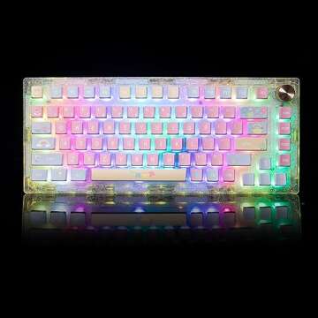 GK GAMAKAY SN75 75% Mechanical Keyboard Kit, VIA Programmable Hot Swap Tri-Mode Bluetooth/Type-C/2.4G RGB Customized Keyboard Kit PCB Mounting Plate EVA Sound Insulation Mat (Sequins Cover)