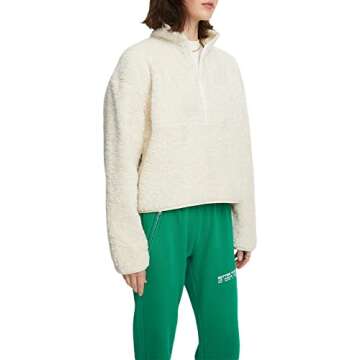 Bandier SJ-SJB10044-The Holly Half Zip Sweatshirt-Cream Sherpa-L