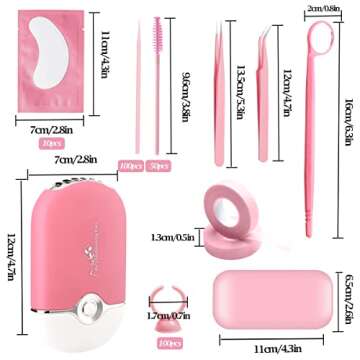 267 PCS Eyelash Extension Supplies Lash Extension Kit USB Air Conditioning Blower,Silicone Pad,Under...