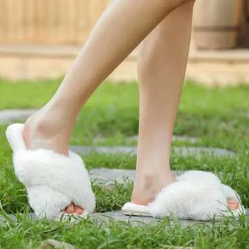 Stylish Cozyfurry Women’s Plush Cross Band Slippers