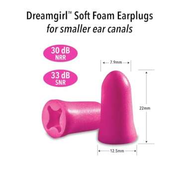 Mack's Dreamgirl Soft Foam Earplugs, 50 Pair, Pink - 30dB NRR, 33dB SNR - Small Ear Plugs for Sleeping, Snoring, Studying, Loud Events, Traveling & Concerts