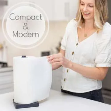 House Perfect Pink Paper Towel Holder – Wood Paper Towel Holder Stand – Great for Kitchen Counters & Bathrooms – Suits Paper Towel Rolls & Reusable Kitchen Towels…