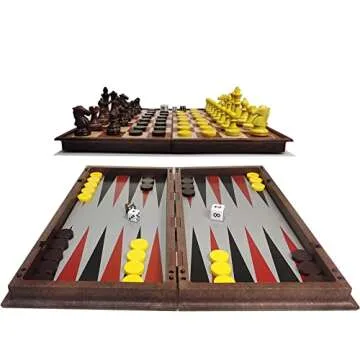 12.5" Magnetic 3-in-1 Large Travel Chess Checkers Backgammon Set - Foldable and Portable Board Game with Premium Chess Pieces for Adults and Kids