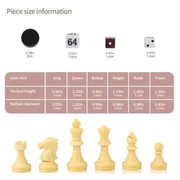 12.5" Magnetic 3-in-1 Large Travel Chess Checkers Backgammon Set - Foldable and Portable Board Game with Premium Chess Pieces for Adults and Kids