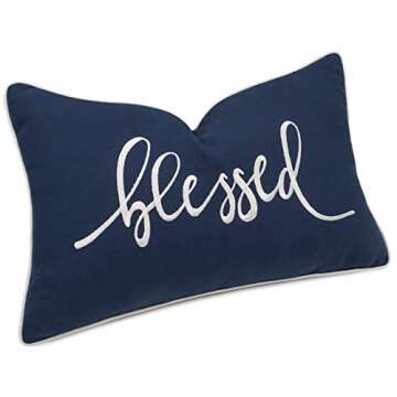 YugTex Blessed Sentiment Cotton Embroidered Decorative Lumbar Accent Throw Pillow Cover - Living Roo...