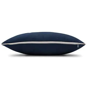 YugTex Blessed Sentiment Cotton Embroidered Decorative Lumbar Accent Throw Pillow Cover - Living Room Decor, Entryway Bench, Couch - 12x18 Inches, Navy Blue