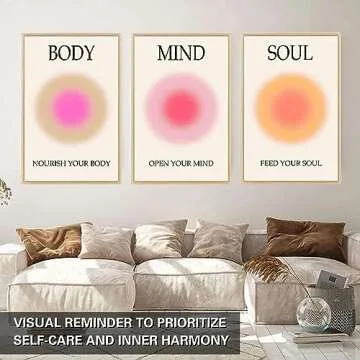 Mind Body Soul Print Positive Aura Posters For Room Aesthetic, Colorful Aura Poster Energy Wall Art Minimalist Print Aesthetic Wall Decor Posters for Bedroom Energy Spiritual 11x17 LAMINATED, No Frame