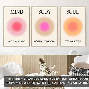 Mind Body Soul Print Positive Aura Posters For Room Aesthetic, Colorful Aura Poster Energy Wall Art Minimalist Print Aesthetic Wall Decor Posters for Bedroom Energy Spiritual 11x17 LAMINATED, No Frame