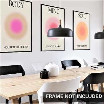 Mind Body Soul Print Positive Aura Posters For Room Aesthetic, Colorful Aura Poster Energy Wall Art Minimalist Print Aesthetic Wall Decor Posters for Bedroom Energy Spiritual 11x17 LAMINATED, No Frame