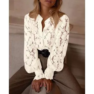 PRETTYGARDEN Women's Casual Lace Blouse - Elegant Style