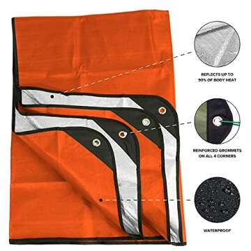 Arcturus Heavy Duty Survival Blanket – Insulated Thermal Reflective Tarp - 60" x 82". All-Weather,...