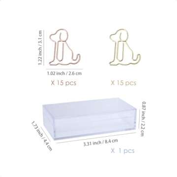 OWLFAVO 30pcs Puppy Shape Paper Clips with Clear Box, Rose Gold and Yellow Gold, Funny Cute Papercli...