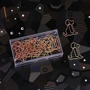 OWLFAVO 30pcs Puppy Shape Paper Clips with Clear Box, Rose Gold and Yellow Gold, Funny Cute Paperclips Bookmarks Planner Clips for Fun Office Supplies School Gifts Wedding Decoration