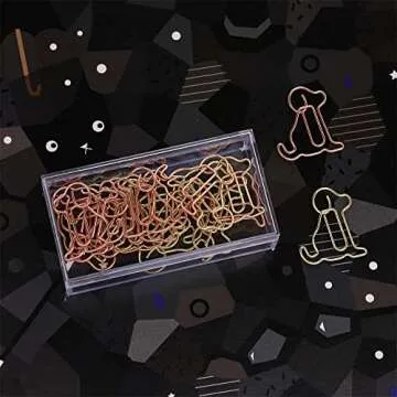 OWLFAVO 30pcs Puppy Shape Paper Clips with Clear Box, Rose Gold and Yellow Gold, Funny Cute Paperclips Bookmarks Planner Clips for Fun Office Supplies School Gifts Wedding Decoration