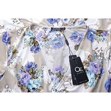 OUGES V-Neck Fl floral Pocket Maxi Dress for Women