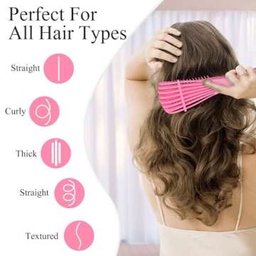 3Pcs Detangler Brush, TsMADDTs Detangling Brush Set for Black Natural Curly Hair 2Pcs French Braid Tool Loop with 300pcs Rubber Hair Bands for Women Men Kids