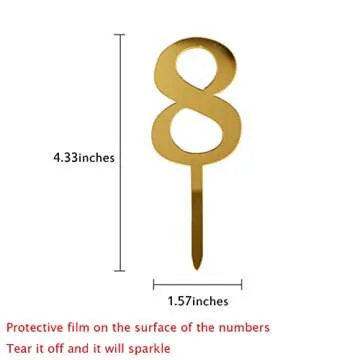 Shiny Acrylic Number Cake Toppers for Celebrations