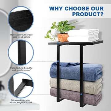 Stylish Wall Mounted Towel Racks with Wooden Shelf