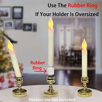 Homemory 12PCS Flameless LED Taper Candles Lights, NO Remote, Battery Operated Candlesticks with Warm Yellow Flickering Flame, 0.79 x 6.5 Inches Dripless Fake Floating Taper Candles