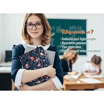 Book Sleeve Book Covers Book Protector Floral Printed with Zipper Washable Fabric for Teen Adult Book Lover Teacher Student(Medium,11 X 8.7 Inch)