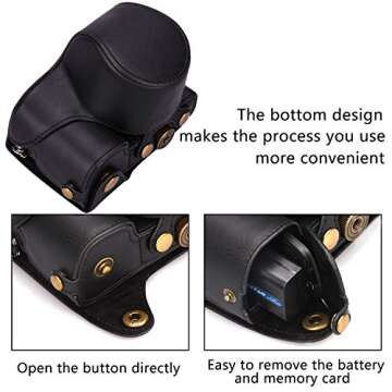 Hargedis XEVN for sony a6400 case,for sony a6300 case,Premium PU Full Body Leather Camera Case Bag for sony alpha a6300 a6000 a6100 a6400 Fit 16-50mm Lens with camera Shoulder Strap(Black)