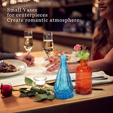 Colored Glass Bud Vase Set of 10 for Vintage Decor