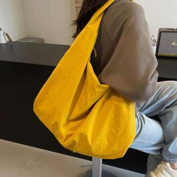 Women's Solid Color Textured Draped Tote Bag, Fashion Large Capacity Minimalist Versatile Shoulder Bag (Red)