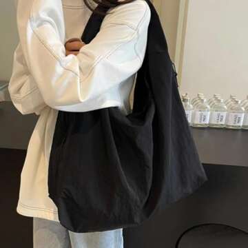 Women's Solid Color Textured Draped Tote Bag, Fashion Large Capacity Minimalist Versatile Shoulder Bag (Red)