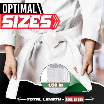 Taekwondo Uniform White Belt for Women - Judo Belt Women Jiu Jitsu Gi Karate Belt Martial Arts Train...