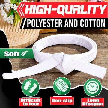 Taekwondo Uniform White Belt for Women - Judo Belt Women Jiu Jitsu Gi Karate Belt Martial Arts Training Equipment White Belts for Men - 220cm Aikido Gi Bjj White Belts Womens Jiu Jitsu Gi Tkd Belt