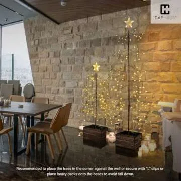 CAPHAUS 4 Feet, 48 inch Full Artificial Lighted Flocked Christmas Tree w/ 122 LED Lights, Twinkling Bare Branch Tree w/Warm White Light, Star Tree Top for Festival, Holiday Decoration Indoor