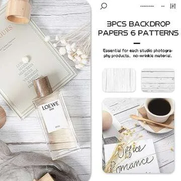 EOAJAFOU 3PCS Double Side Photo Backdrop Papers, 34x22Inch Food Photography Backdrops Paper, Waterproof Backdrop for Small Product Jewelry Cosmetics Beauty Skincare Makeup Table Top Shooting Prop