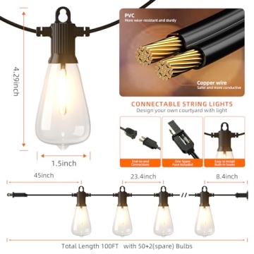 Kawaya 150FT Waterproof LED Outdoor String Lights