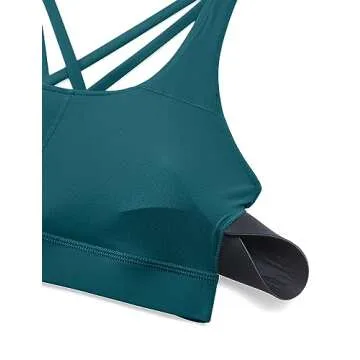 CRZ YOGA Women's Strappy Sports Bras Fitness Workout Padded Yoga Criss Cross Back Cami Borealis Green Medium