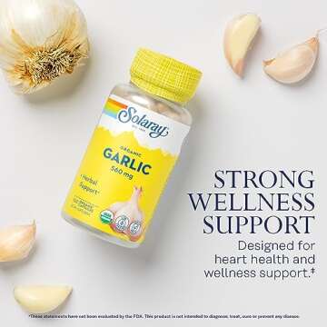 Solaray Organic Garlic Pills - 560 mg Garlic Supplements for Heart Health Support - USDA Organic Garlic Capsules - Vegan - 60-Day Money-Back Guarantee - 100 Servings, 100 VegCaps
