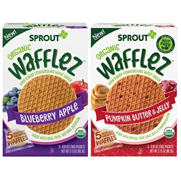Sprout Organic Baby Food, Stage 4 Toddler Snacks, Blueberry Apple and Pumpkin Butter Wafflez Variety...