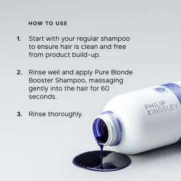 PHILIP KINGSLEY Pure Blonde Booster Color-Correcting Purple Shampoo for Blonde Silver Gray Brassy Colored Highlighted Bleached Hair Weekly Toner, 8.45 oz.
