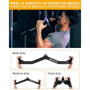 mucnfts LAT Pulldown Attachments, Thickened Ergonomic Back Tricep Training Handle, LAT Pull Down Bar for Press Down Exercises, Cable Attachments for Gym and Home